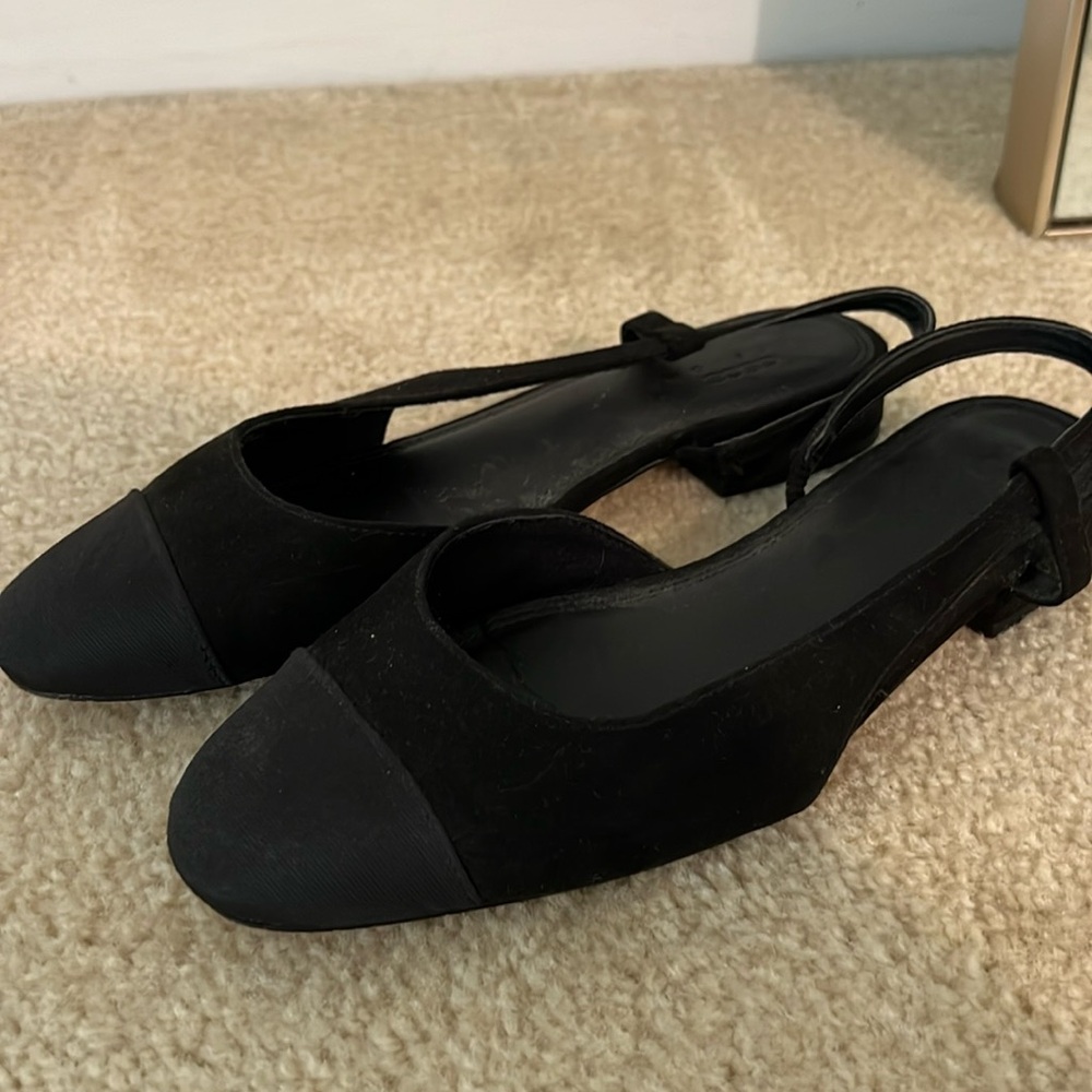 Flat sling back black shoes great condition worn once size 7